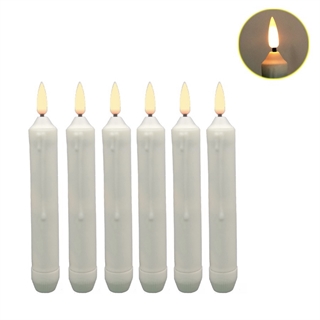 LED taper stearinlys med flakkende flamme - 6 stk